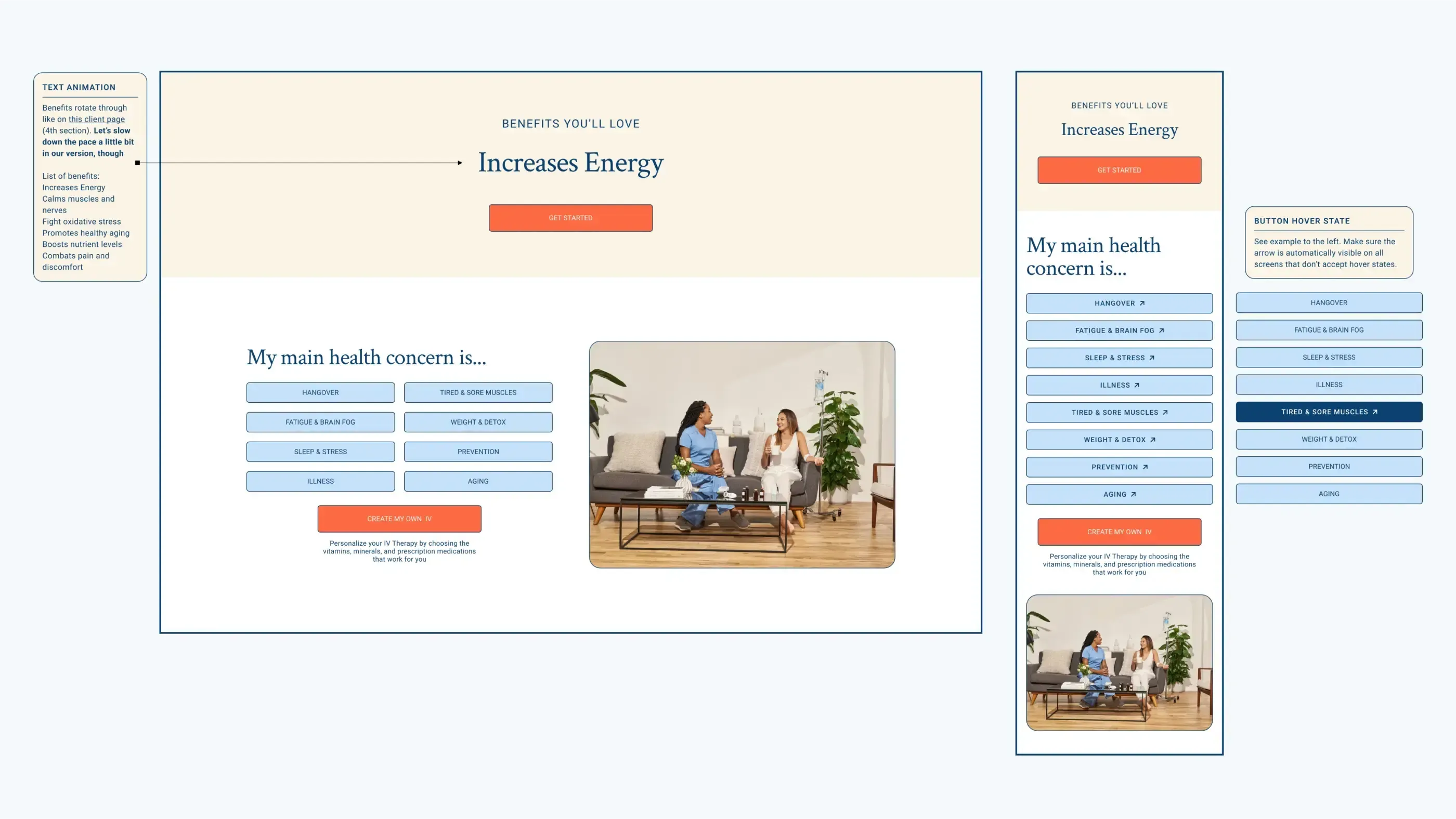 Product selector section in desktop, tablet, and mobile view